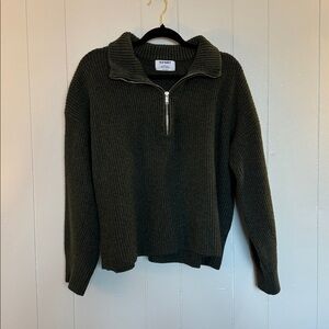 Old Navy Olive Ribbed Quarter-Zip Sweater